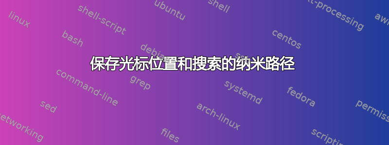 保存光标位置和搜索的纳米路径