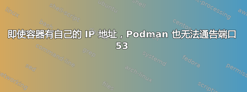 即使容器有自己的 IP 地址，Podman 也无法通告端口 53