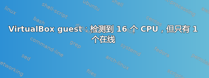 VirtualBox guest：检测到 16 个 CPU，但只有 1 个在线