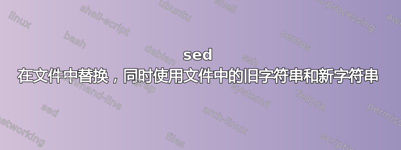 sed 在文件中替换，同时使用文件中的旧字符串和新字符串