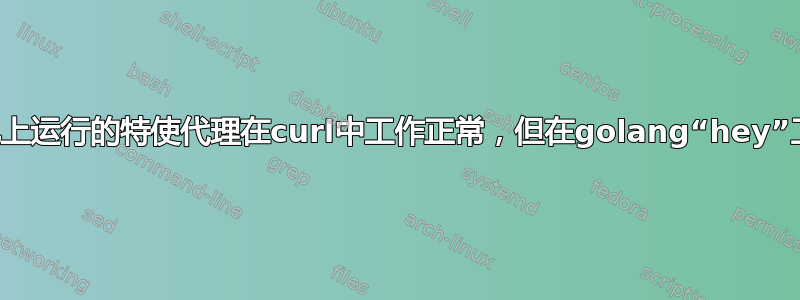 在本地主机上运行的特使代理在curl中工作正常，但在golang“hey”工具中超时