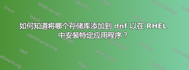 如何知道将哪个存储库添加到 dnf 以在 RHEL 中安装特定应用程序？