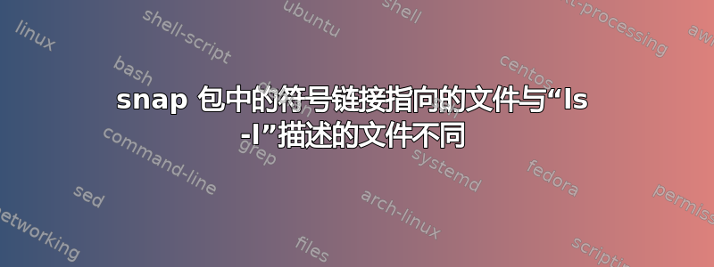 snap 包中的符号链接指向的文件与“ls -l”描述的文件不同