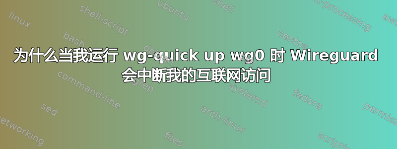 为什么当我运行 wg-quick up wg0 时 Wireguard 会中断我的互联网访问