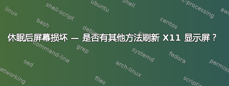 休眠后屏幕损坏 — 是否有其他方法刷新 X11 显示屏？