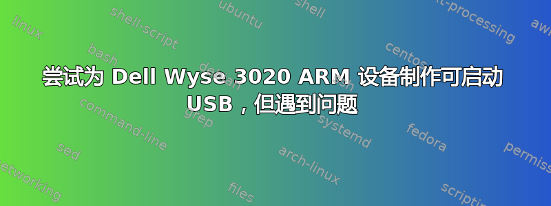 尝试为 Dell Wyse 3020 ARM 设备制作可启动 USB，但遇到问题