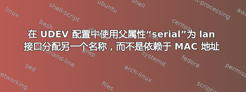 在 UDEV 配置中使用父属性“serial”为 lan 接口分配另一个名称，而不是依赖于 MAC 地址