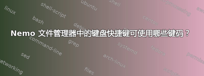 Nemo 文件管理器中的键盘快捷键可使用哪些键码？