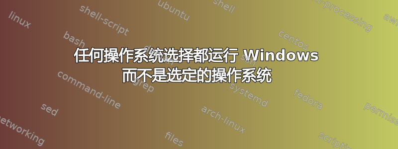 任何操作系统选择都运行 Windows 而不是选定的操作系统