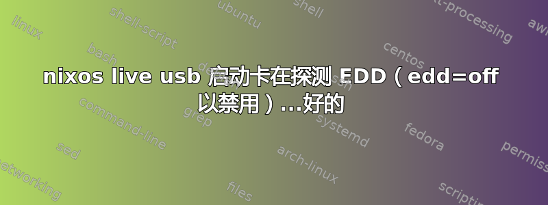 nixos live usb 启动卡在探测 EDD（edd=off 以禁用）...好的