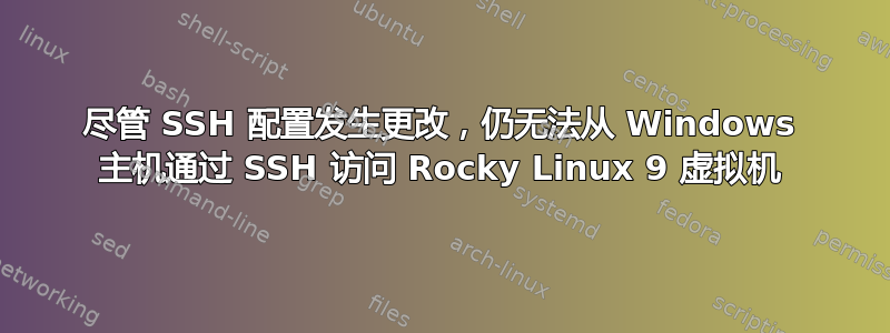 尽管 SSH 配置发生更改，仍无法从 Windows 主机通过 SSH 访问 Rocky Linux 9 虚拟机