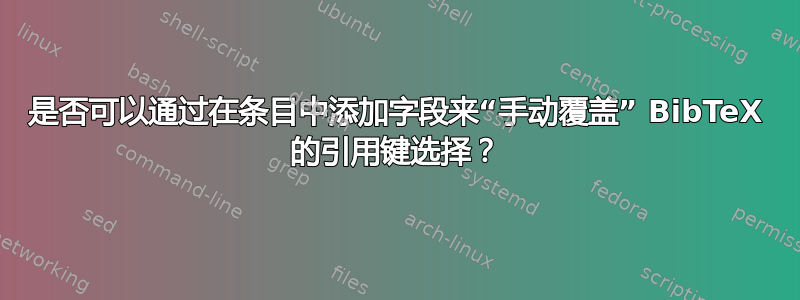 是否可以通过在条目中添加字段来“手动覆盖” BibTeX 的引用键选择？