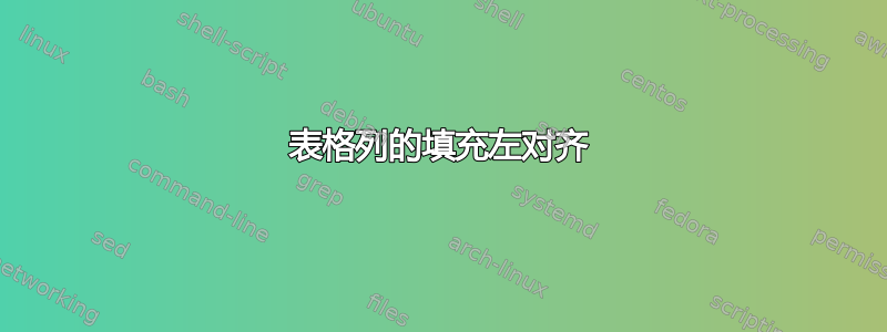 表格列的填充左对齐