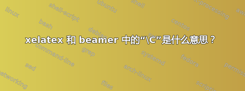 xelatex 和 beamer 中的“\C”是什么意思？