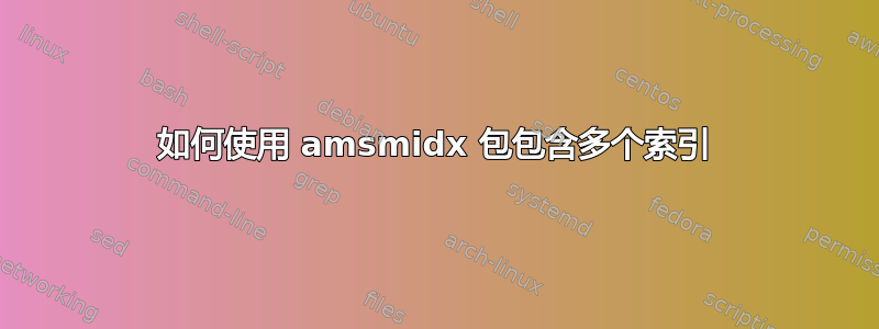 如何使用 amsmidx 包包含多个索引