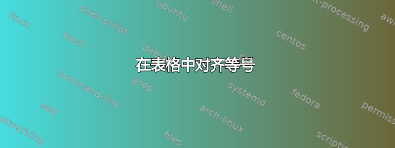 在表格中对齐等号