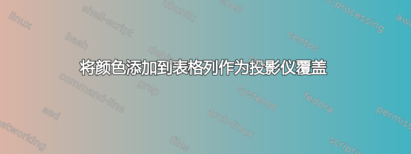 将颜色添加到表格列作为投影仪覆盖