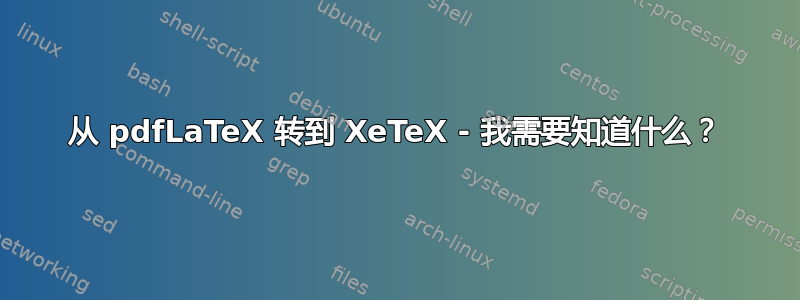 从 pdfLaTeX 转到 XeTeX - 我需要知道什么？