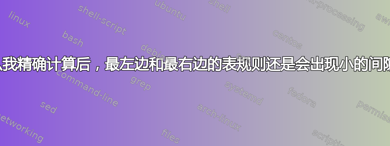 为什么我精确计算后，最左边和最右边的表规则还是会出现小的间隙呢？