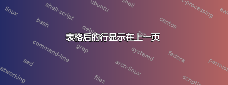 表格后的行显示在上一页