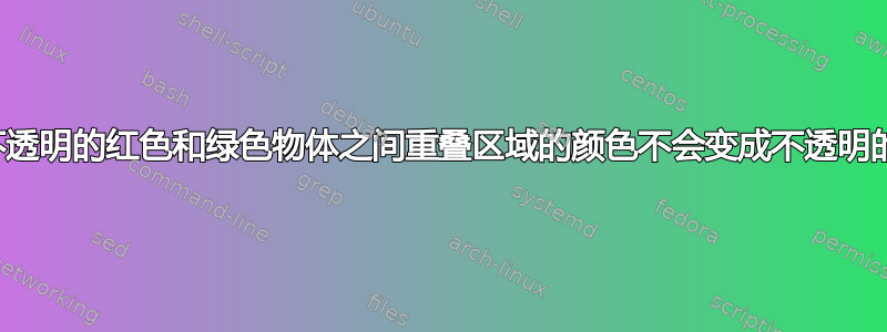 为什么不透明的红色和绿色物体之间重叠区域的颜色不会变成不透明的黄色？