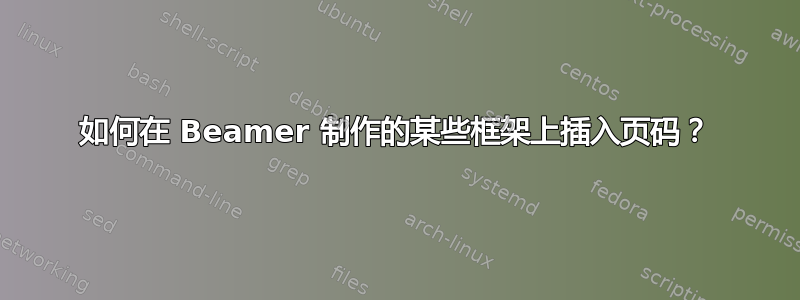 如何在 Beamer 制作的某些框架上插入页码？