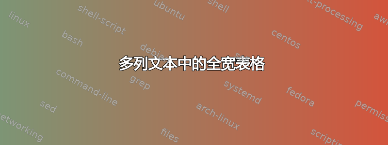 多列文本中的全宽表格