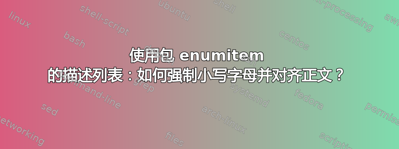 使用包 enumitem 的描述列表：如何强制小写字母并对齐正文？