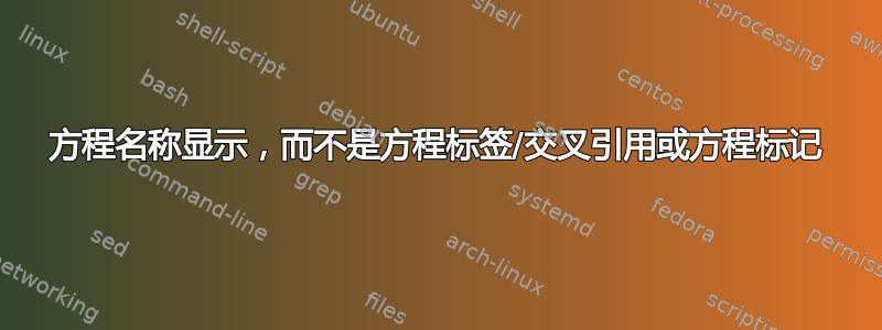 方程名称显示，而不是方程标签/交叉引用或方程标记