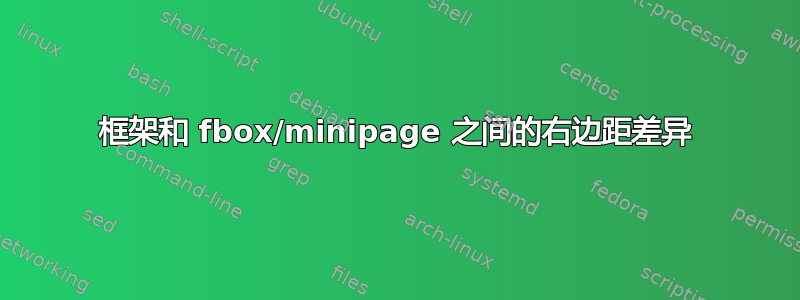 框架和 fbox/minipage 之间的右边距差异