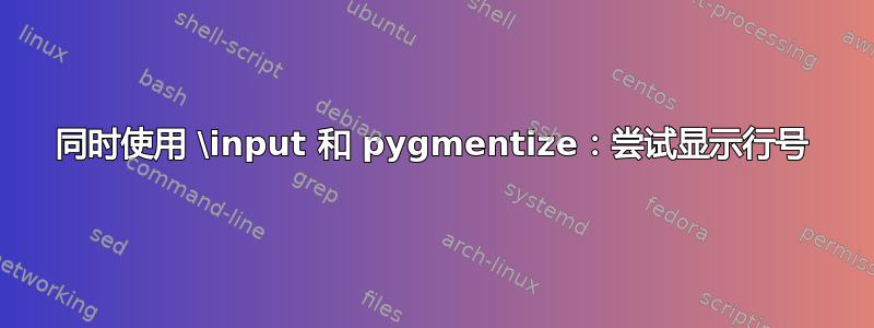 同时使用 \input 和 pygmentize：尝试显示行号