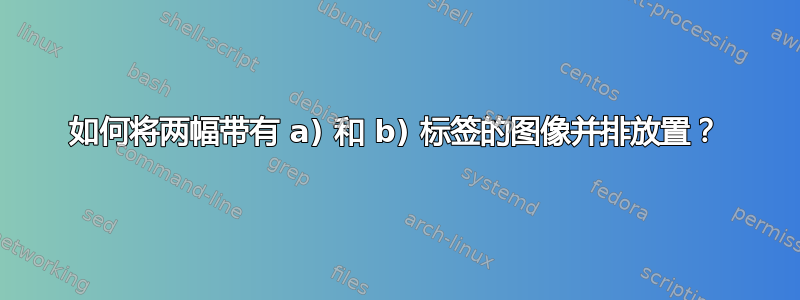 如何将两幅带有 a) 和 b) 标签的图像并排放置？