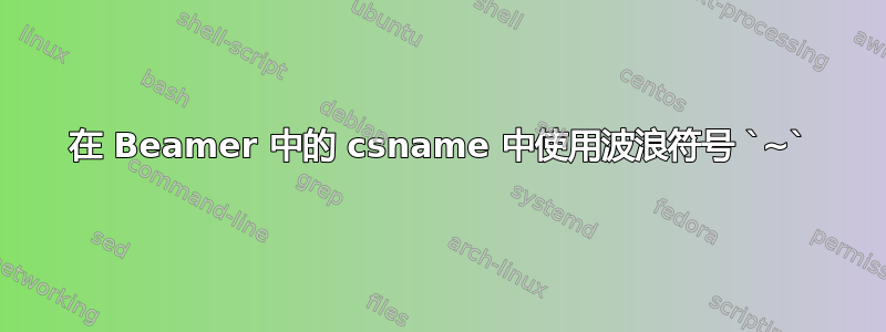 在 Beamer 中的 csname 中使用波浪符号 `~`