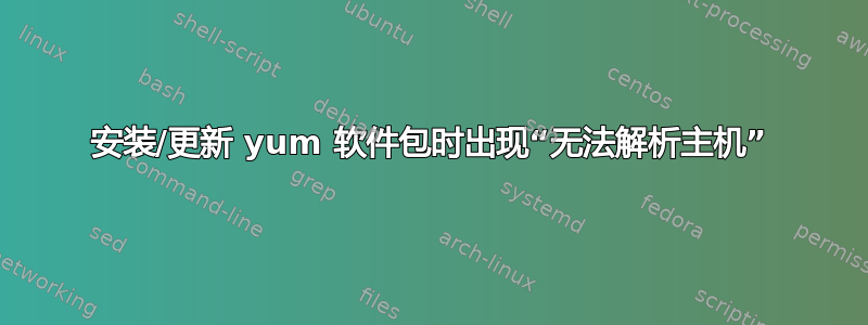 安装/更新 yum 软件包时出现“无法解析主机”