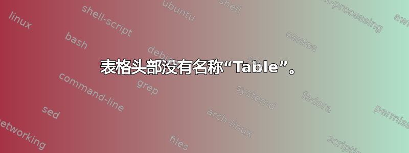 表格头部没有名称“Table”。