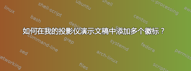 如何在我的投影仪演示文稿中添加多个徽标？