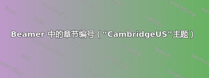 Beamer 中的章节编号（“CambridgeUS”主题）