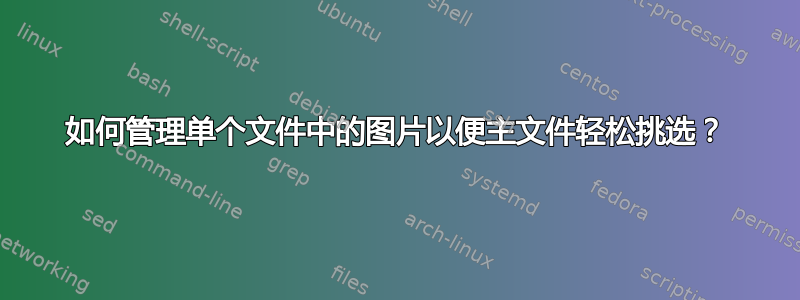 如何管理单个文件中的图片以便主文件轻松挑选？