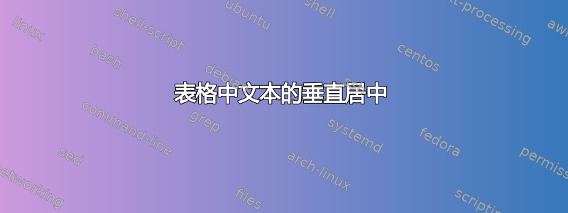 表格中文本的垂直居中