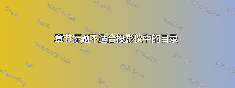 章节标题不适合投影仪中的目录