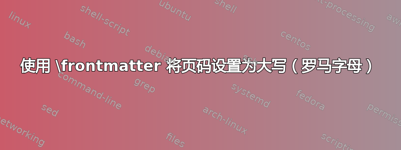 使用 \frontmatter 将页码设置为大写（罗马字母）