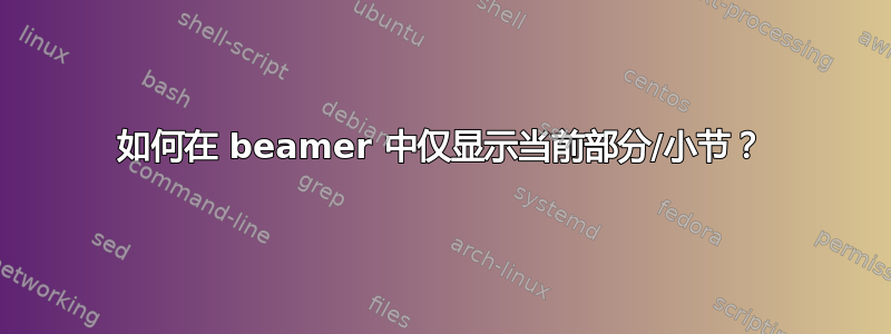 如何在 beamer 中仅显示当前部分/小节？