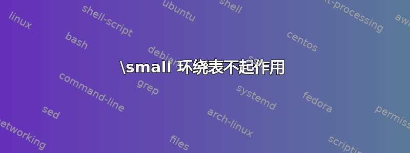 \small 环绕表不起作用