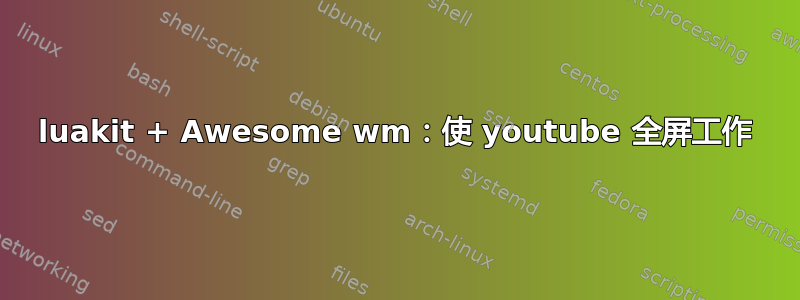 luakit + Awesome wm：使 youtube 全屏工作