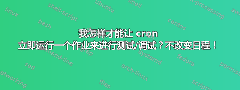 我怎样才能让 cron 立即运行一个作业来进行测试/调试？不改变日程！