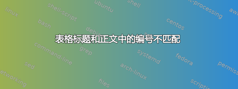 表格标题和正文中的编号不匹配