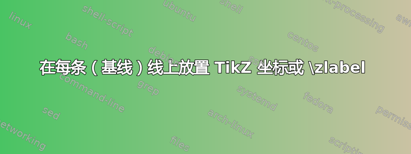 在每条（基线）线上放置 TikZ 坐标或 \zlabel