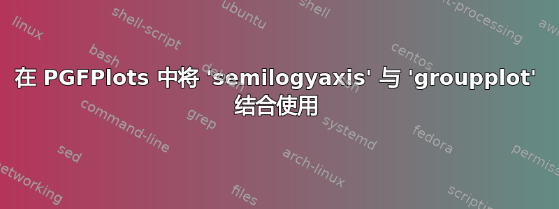 在 PGFPlots 中将 'semilogyaxis' 与 'groupplot' 结合使用