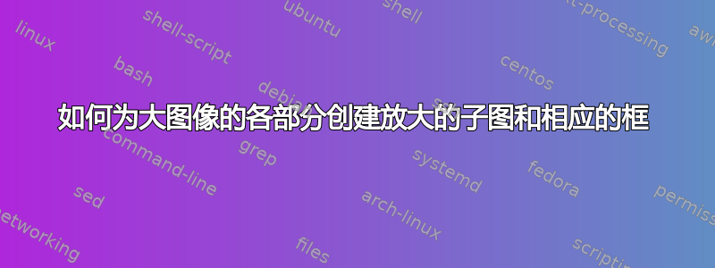 如何为大图像的各部分创建放大的子图和相应的框