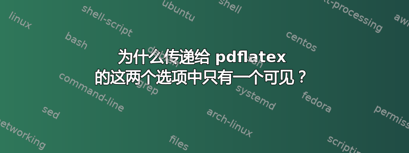 为什么传递给 pdflatex 的这两个选项中只有一个可见？